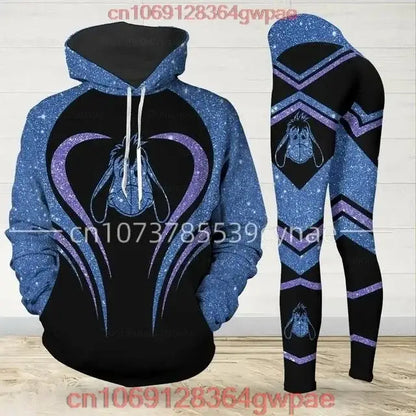 Eeyore-themed Stitch Angle 3D Hoodie and Leggings Set for stylish activewear lovers