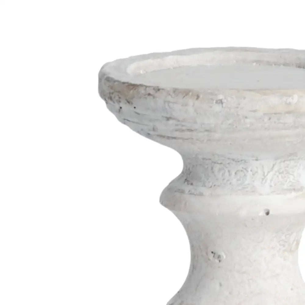 Distressed white candle holder in Stone Candle Holder Transformation for chic decor