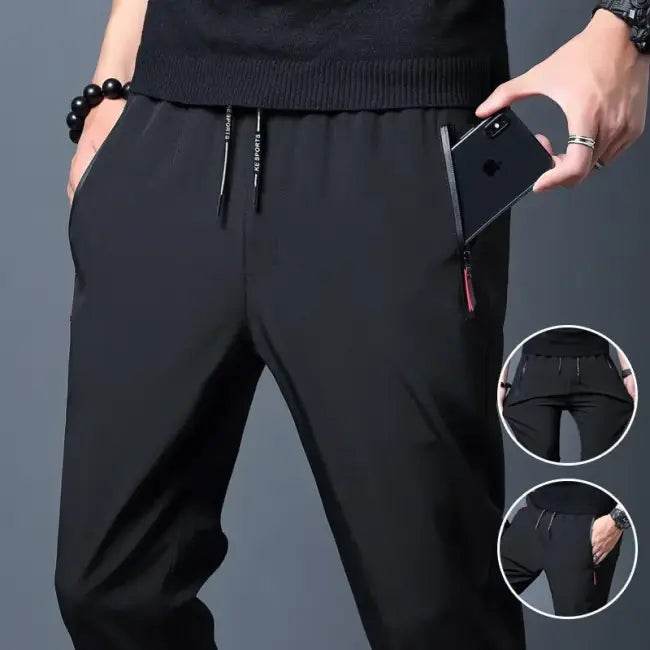 Comfortable Stretch Slim Fit Joggers in Gray and Black - Estalios