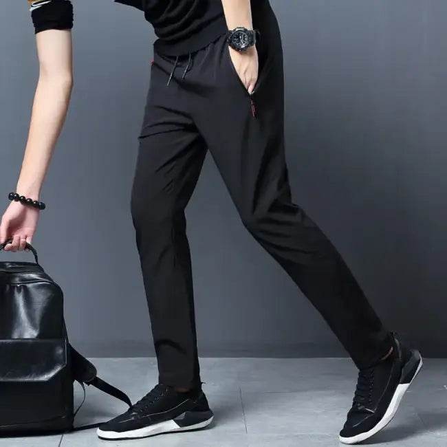 Comfortable Stretch Slim Fit Joggers in Gray and Black - Estalios