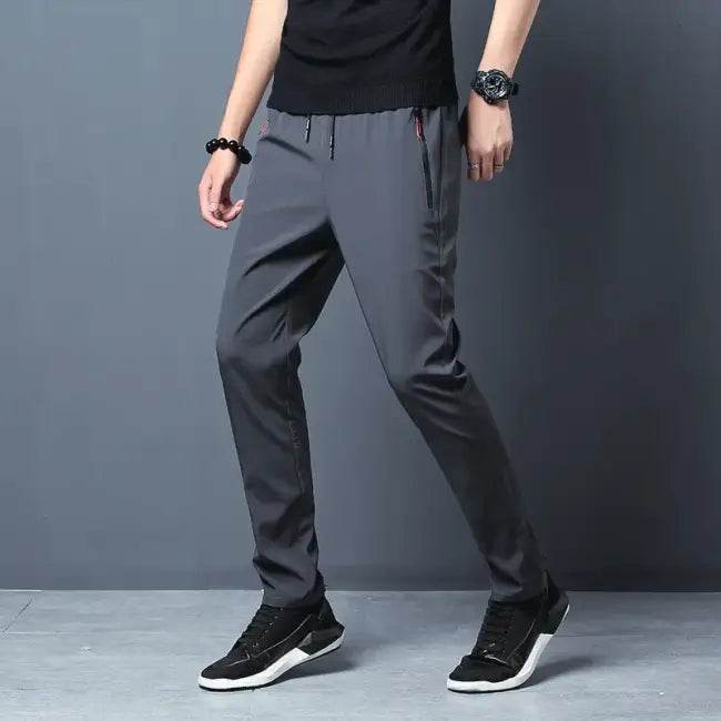 Comfortable Stretch Slim Fit Joggers in Gray and Black - Estalios