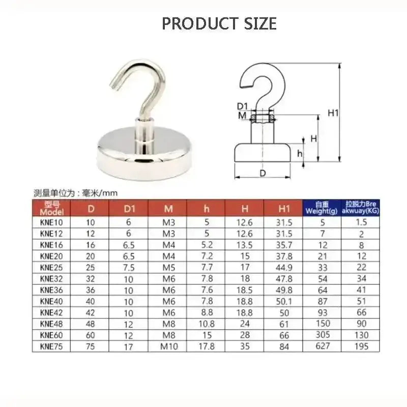 Magnetic hook size chart for Strong Magnet Hooks & Face Mask Combo for home kitchen storage