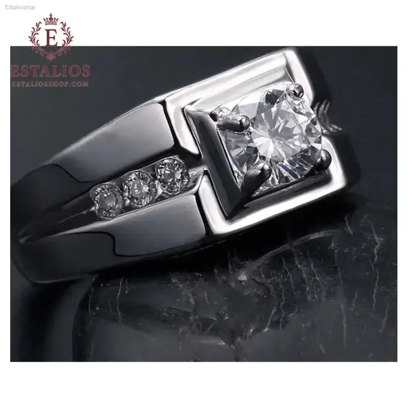 Stunning 10Kt White Gold Plated Matching Couple Rings with CZ for Elegant Weddings - EstaliosShop