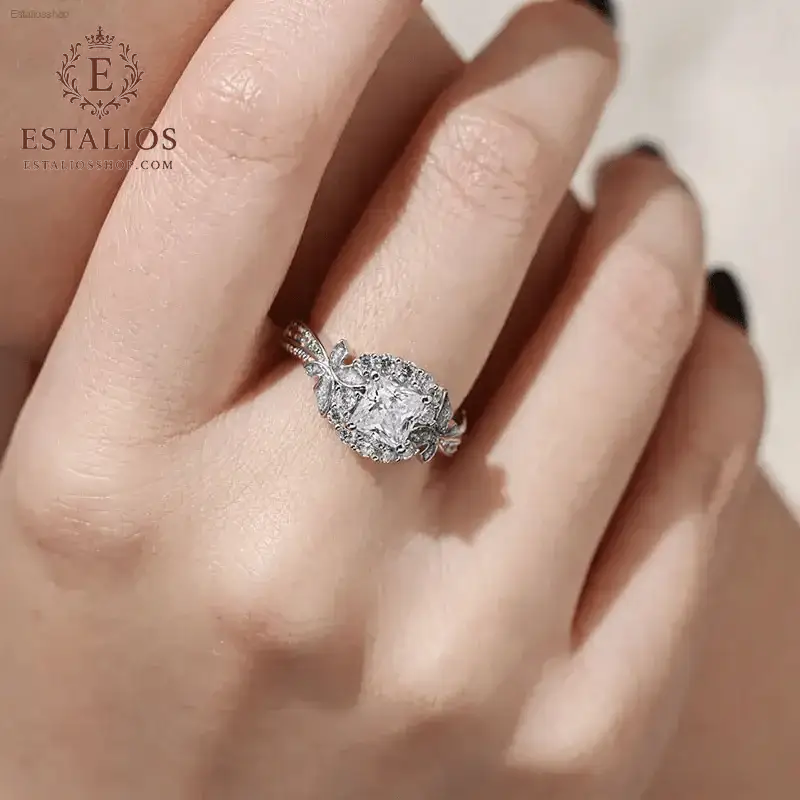 Stunning 10Kt White Gold Plated Matching Couple Rings with CZ for Elegant Weddings - EstaliosShop