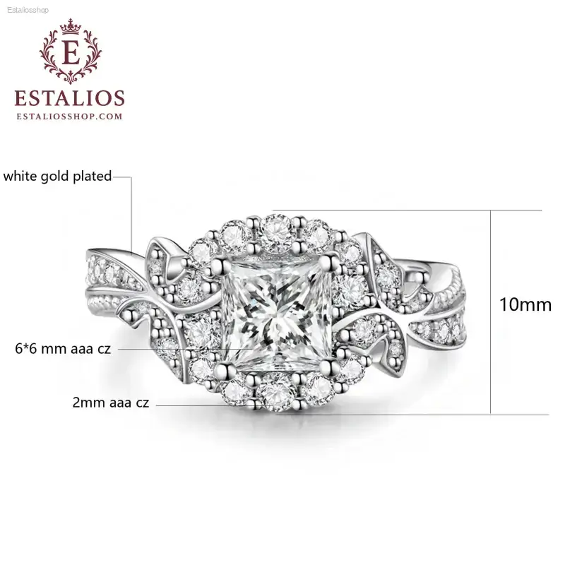 Stunning 10Kt White Gold Plated Matching Couple Rings with CZ for Elegant Weddings - EstaliosShop
