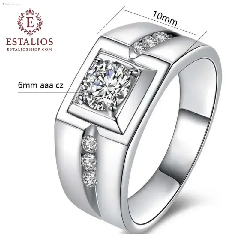 Stunning 10Kt White Gold Plated Matching Couple Rings with CZ for Elegant Weddings - EstaliosShop