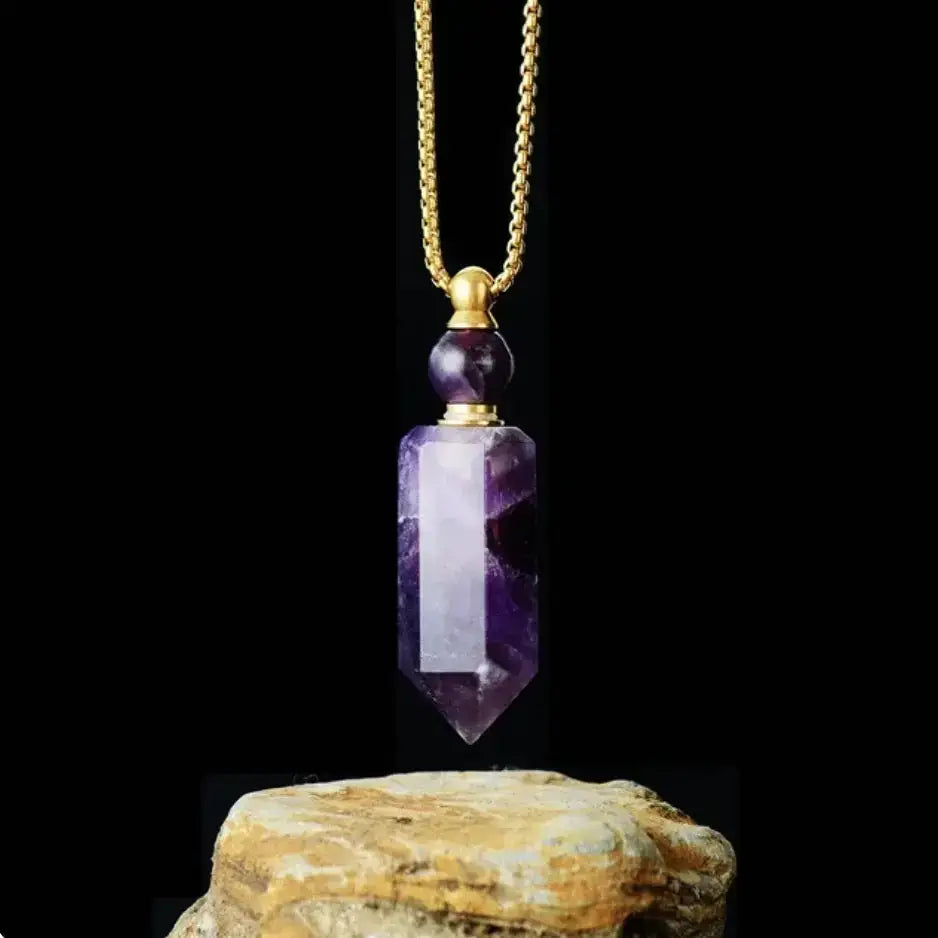 Stunning Natural Amethyst Stone Pendant Necklace with a touch of amethyst essential oil