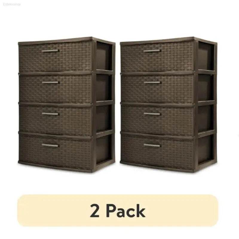 Stylish 4 Drawer Wide Woven Plastic Organizer for Home Use - Estalios