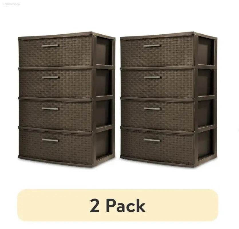 Stylish 4 Drawer Wide Woven Plastic Organizer for Home Use - Estalios