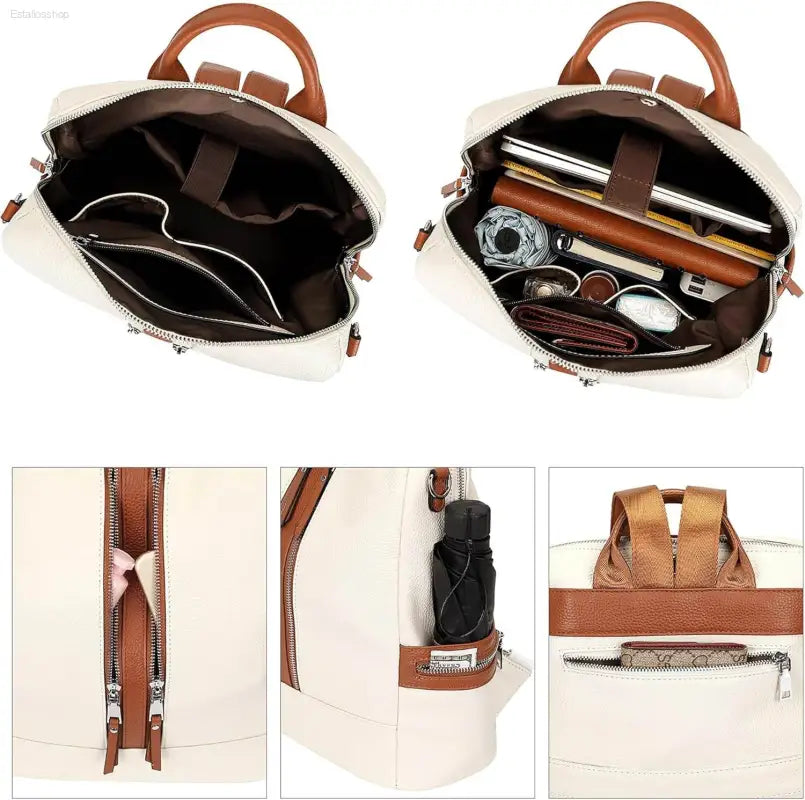 Stylish ALTOSY Genuine Leather Convertible Backpack Purse for Women - Versatile Shoulder & Crossbody Bag with Laptop Compartment - Estalios
