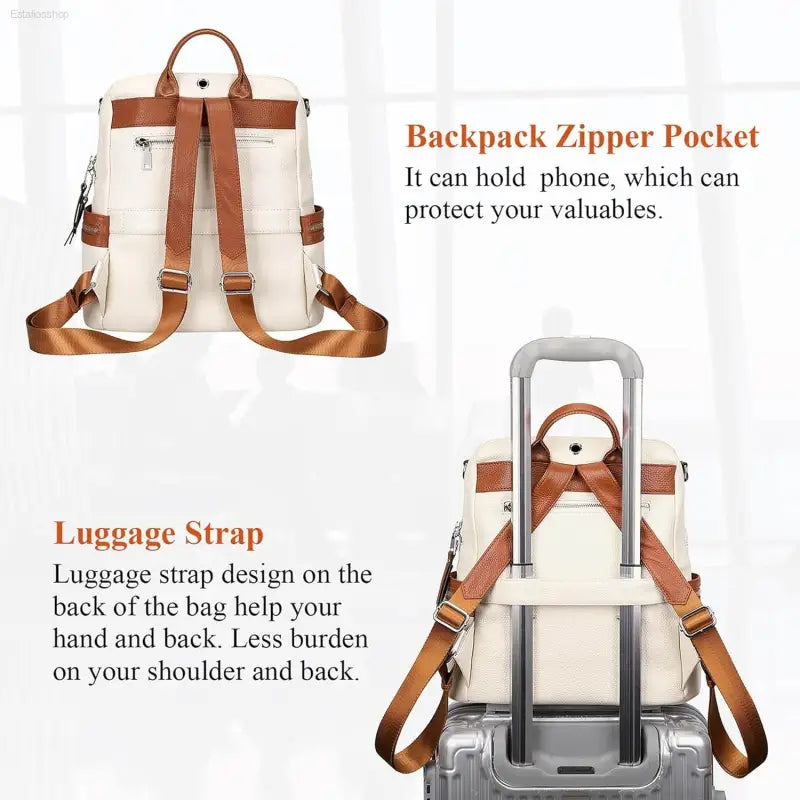 Stylish ALTOSY Genuine Leather Convertible Backpack Purse for Women - Versatile Shoulder & Crossbody Bag with Laptop Compartment - Estalios