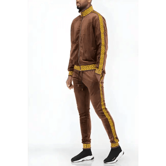 Luxe Bold Greek Key Glam Tracksuit for Stylish Comfort - Estalios