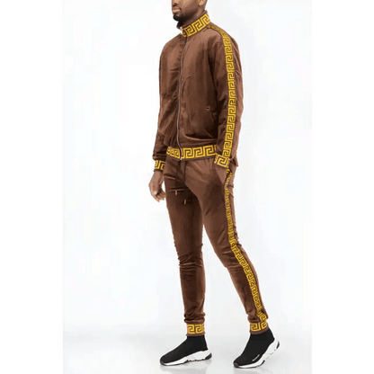 Luxe Bold Greek Key Glam Tracksuit for Stylish Comfort - Estalios