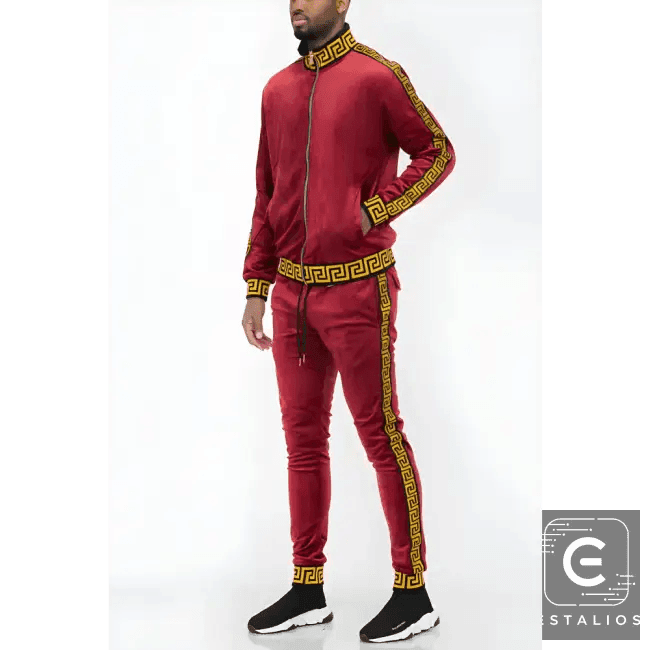 Luxe Bold Greek Key Glam Tracksuit for Stylish Comfort - Estalios