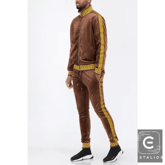 Luxe Bold Greek Key Glam Tracksuit for Stylish Comfort - Estalios