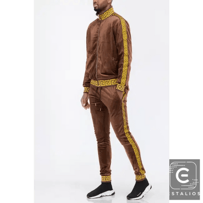 Luxe Bold Greek Key Glam Tracksuit for Stylish Comfort - Estalios