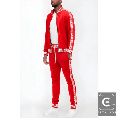 Luxe Bold Greek Key Glam Tracksuit for Stylish Comfort - Estalios