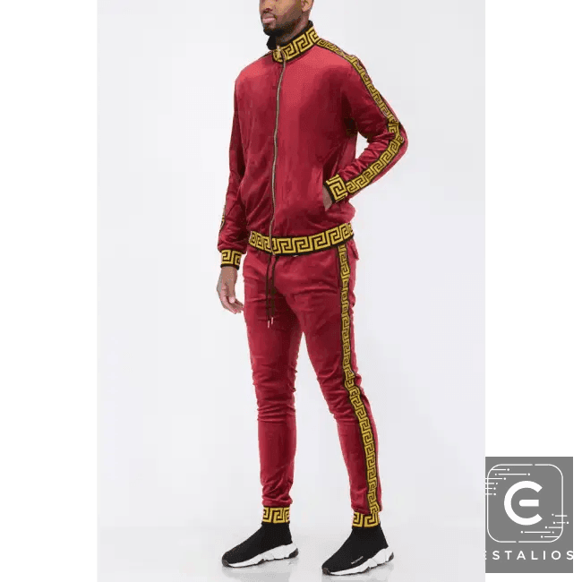 Luxe Bold Greek Key Glam Tracksuit for Stylish Comfort - Estalios
