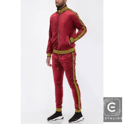 Luxe Bold Greek Key Glam Tracksuit for Stylish Comfort - Estalios
