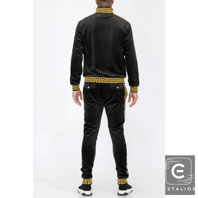Luxe Bold Greek Key Glam Tracksuit for Stylish Comfort - Estalios
