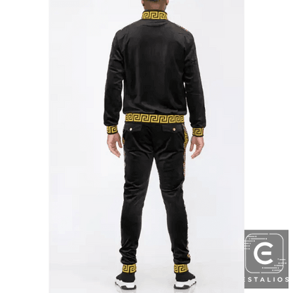 Luxe Bold Greek Key Glam Tracksuit for Stylish Comfort - Estalios