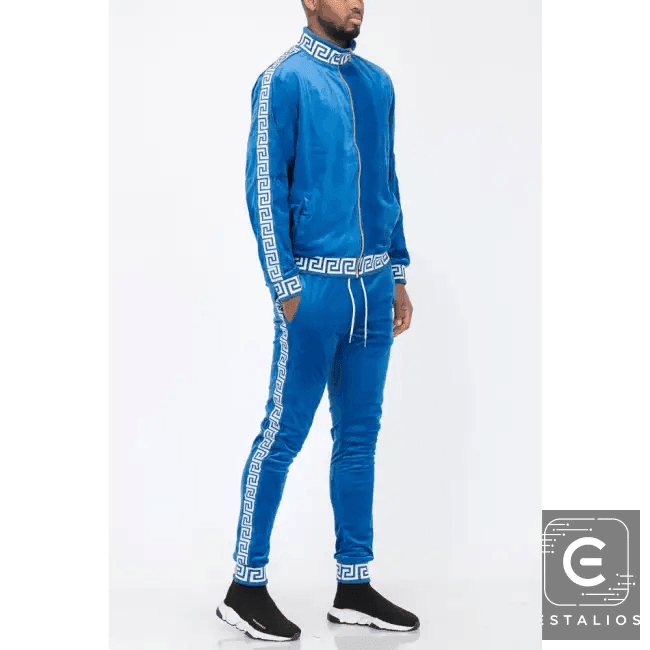 Luxe Bold Greek Key Glam Tracksuit for Stylish Comfort - Estalios