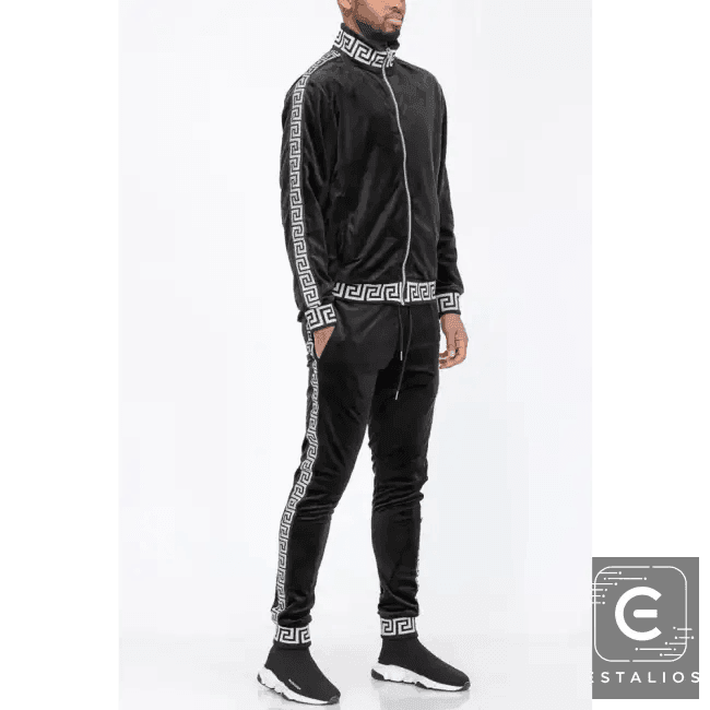 Luxe Bold Greek Key Glam Tracksuit for Stylish Comfort - Estalios