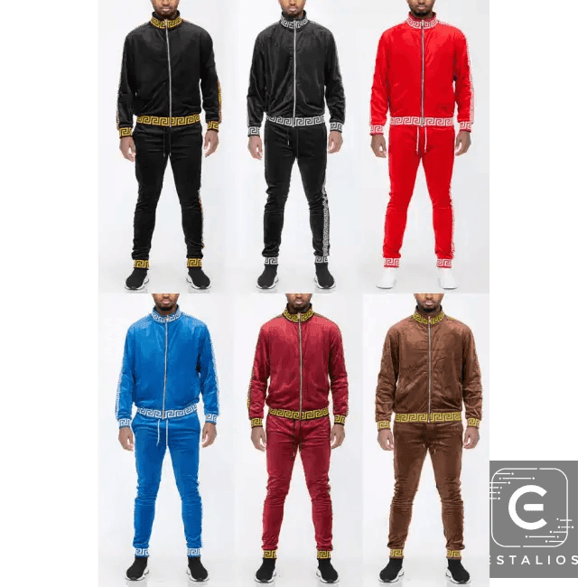 Luxe Bold Greek Key Glam Tracksuit for Stylish Comfort - Estalios