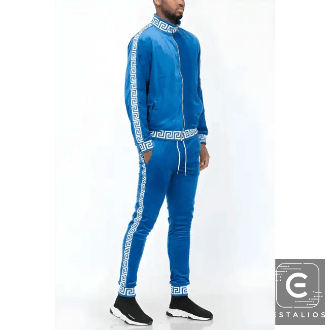 Luxe Bold Greek Key Glam Tracksuit for Stylish Comfort - Estalios