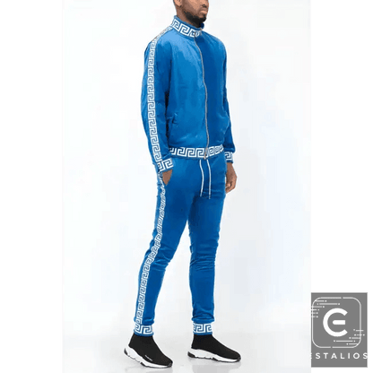 Luxe Bold Greek Key Glam Tracksuit for Stylish Comfort - Estalios