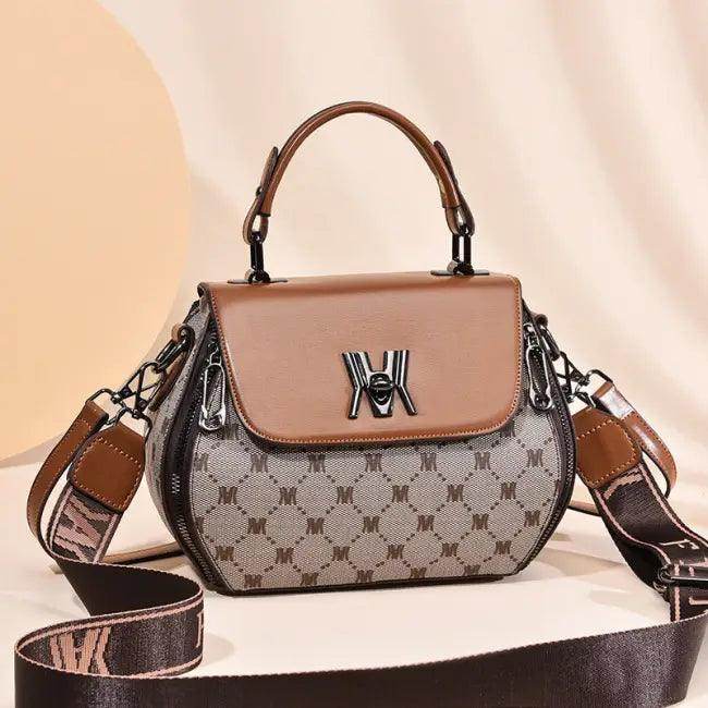 Stylish Brown and Gray Shoulder Messenger Bag with Large Capacity - Estalios