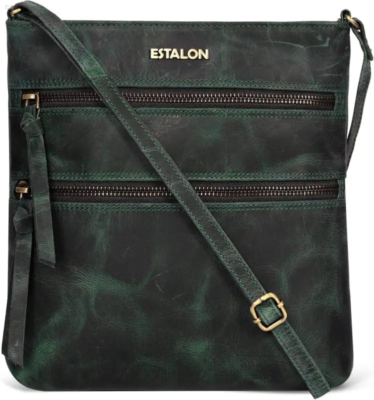 Stylish ESTALON Women's Genuine Leather Crossbody Bag - Adjustable Sling Strap, Perfect Medium Size Crossover Purse - Estalios