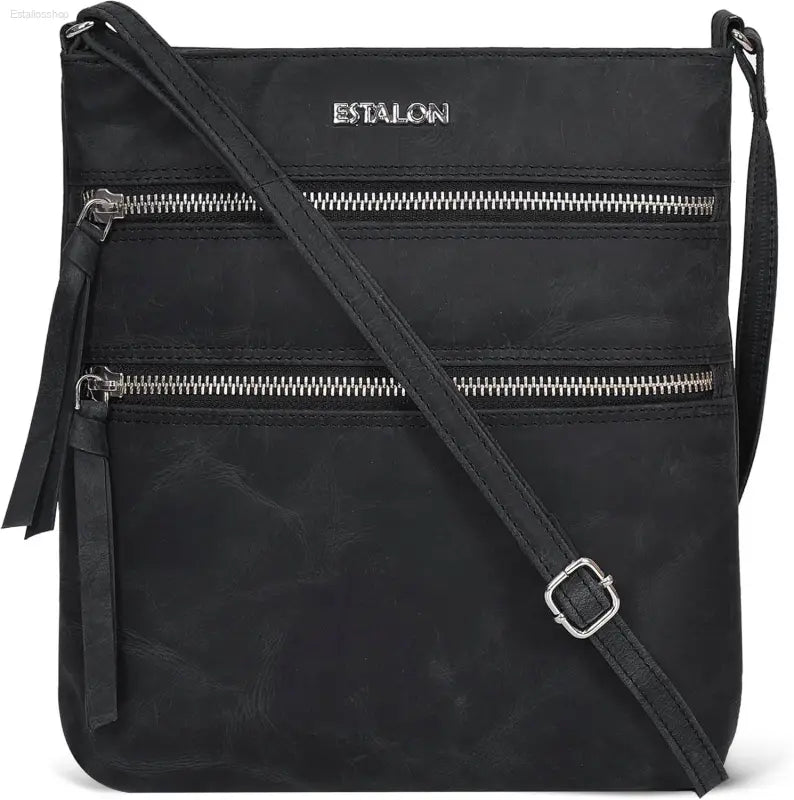 Stylish ESTALON Women's Genuine Leather Crossbody Bag - Adjustable Sling Strap, Perfect Medium Size Crossover Purse - Estalios