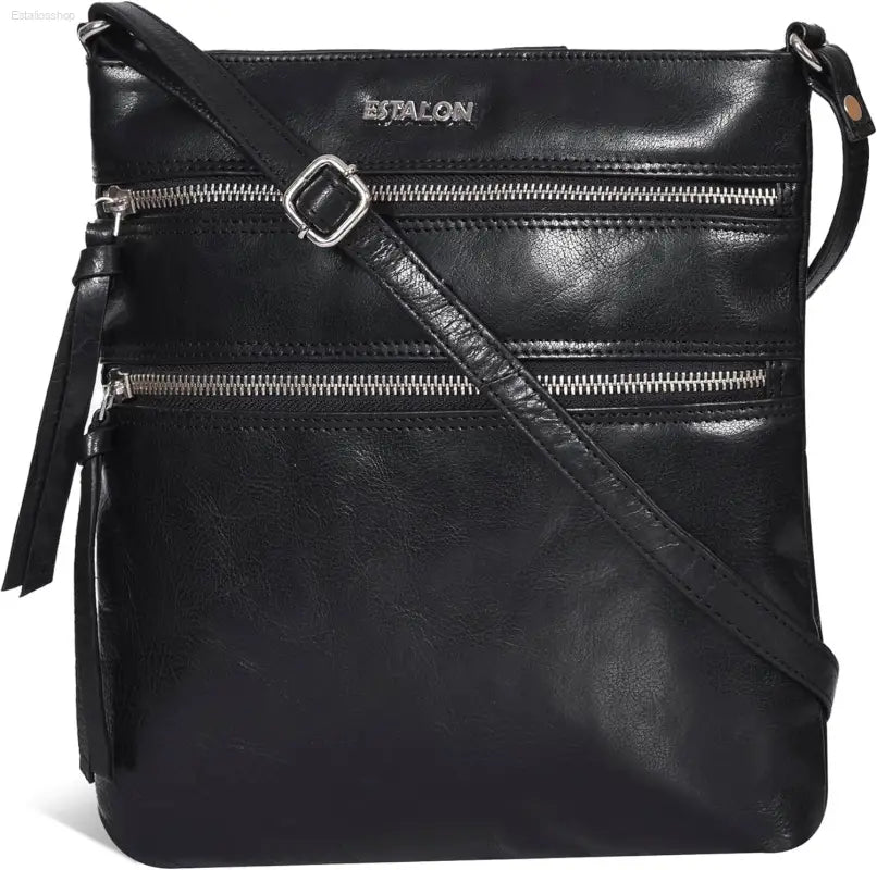 Stylish ESTALON Women's Genuine Leather Crossbody Bag - Adjustable Sling Strap, Perfect Medium Size Crossover Purse - Estalios