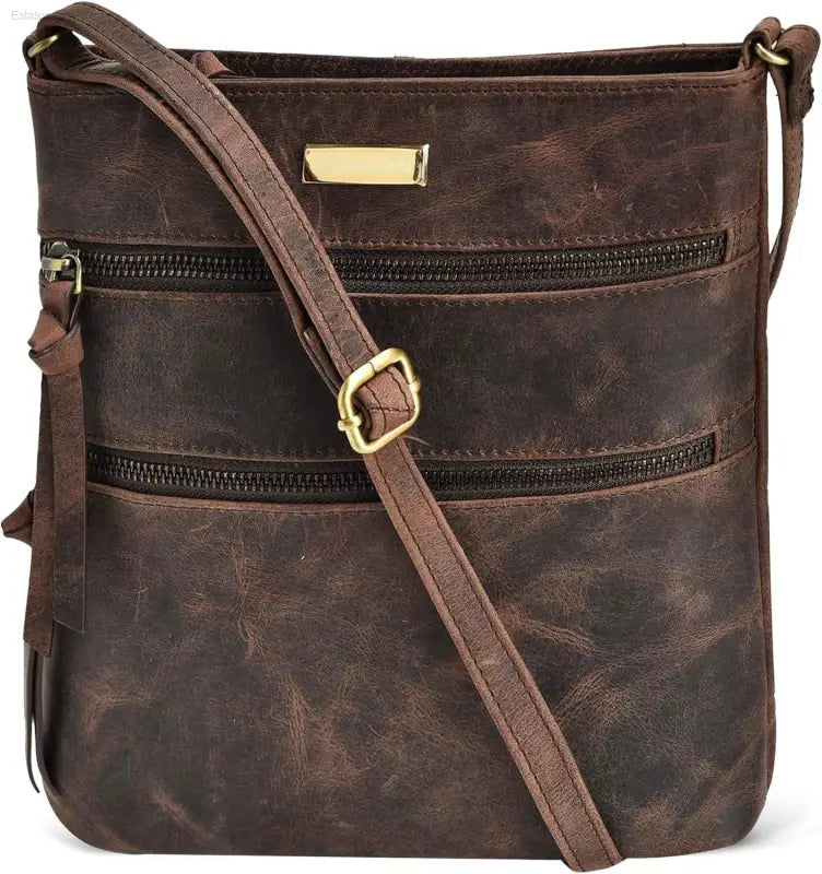 Stylish ESTALON Women's Genuine Leather Crossbody Bag - Adjustable Sling Strap, Perfect Medium Size Crossover Purse - Estalios