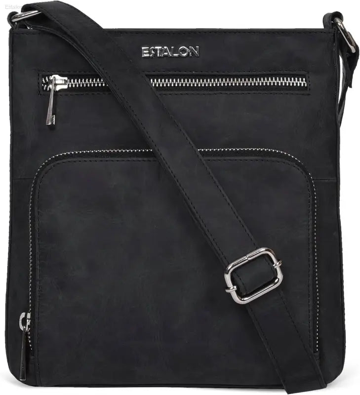 Stylish ESTALON Women's Real Leather Crossbody Purse - Adjustable Sling Strap & Medium Size Crossover Handbag - Estalios