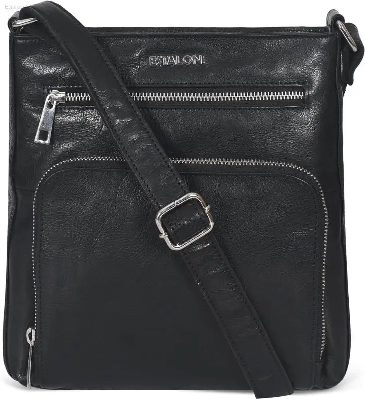 Stylish ESTALON Women's Real Leather Crossbody Purse - Adjustable Sling Strap & Medium Size Crossover Handbag - Estalios