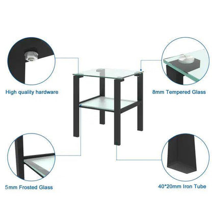 Fabulous Dual-Tier Glass & Metal Table for Stylish Storage - Estalios