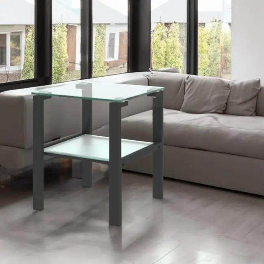 Fabulous Dual-Tier Glass & Metal Table for Stylish Storage - Estalios