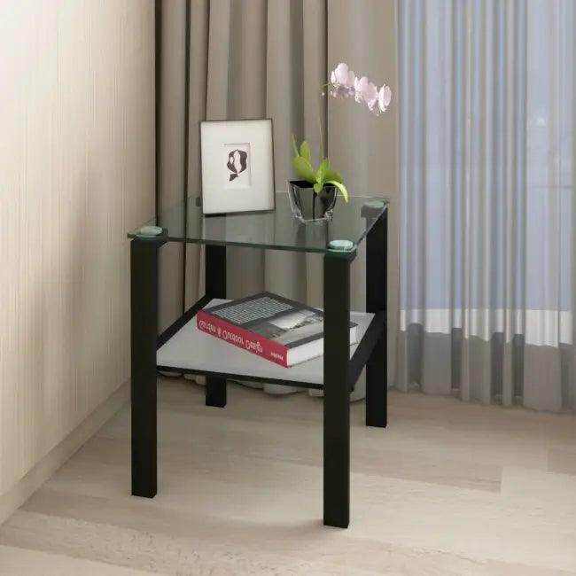 Fabulous Dual-Tier Glass & Metal Table for Stylish Storage - Estalios