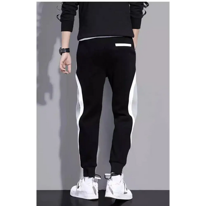 Stylish Gray Mens Casual Pants With Patchwork are wide loose casual pants and trendy