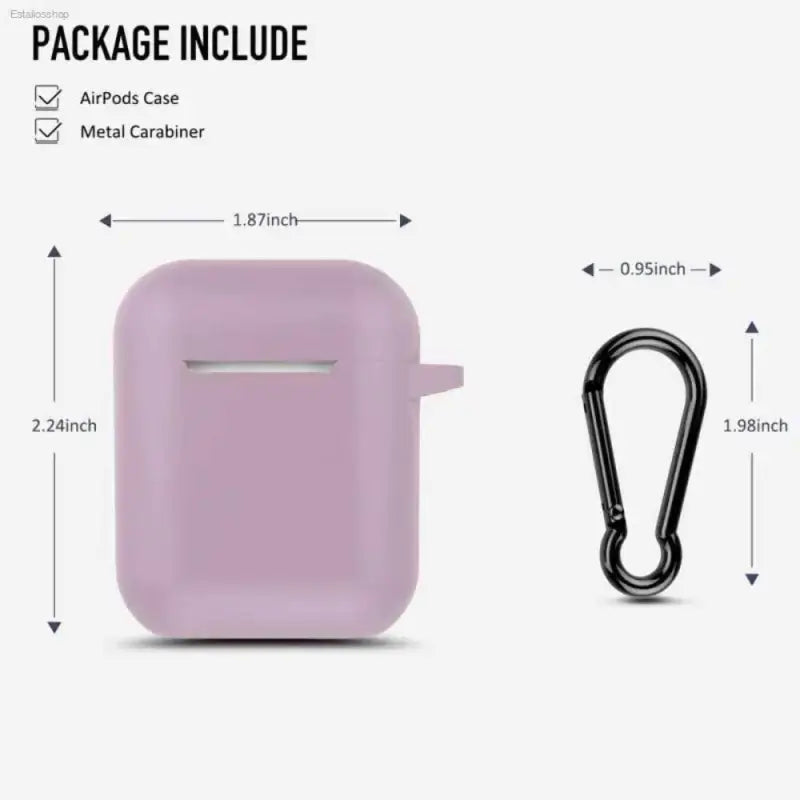 Stylish Grayish Purple Silicone AirPods Case with Keychain - Estalios