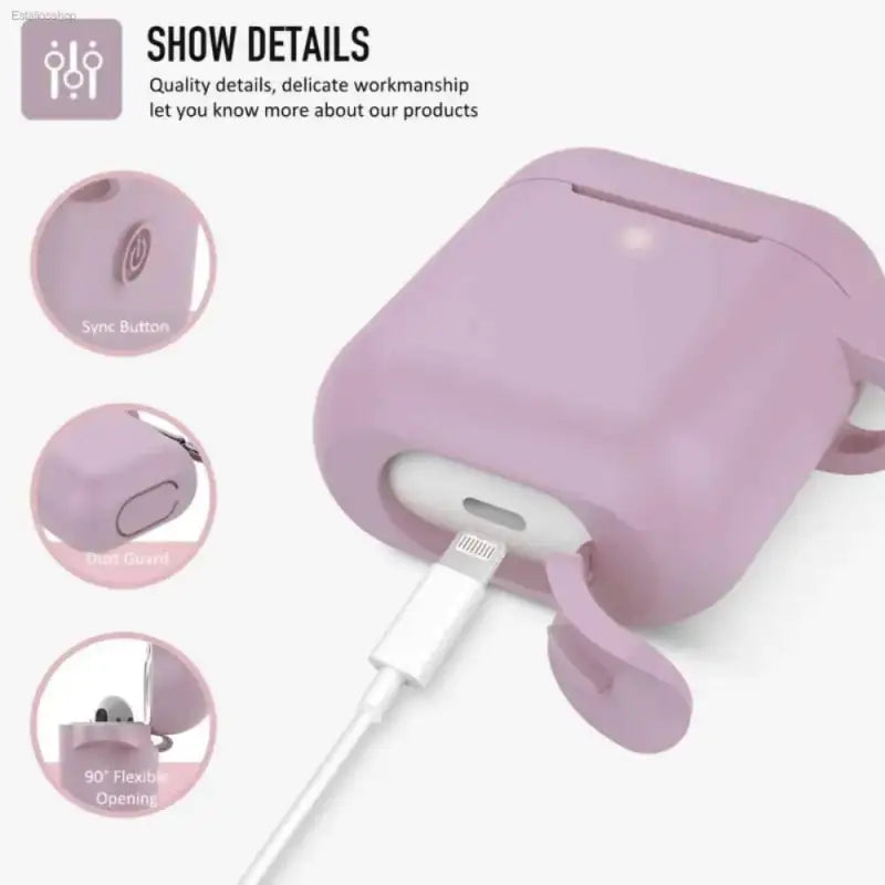 Stylish Grayish Purple Silicone AirPods Case with Keychain - Estalios