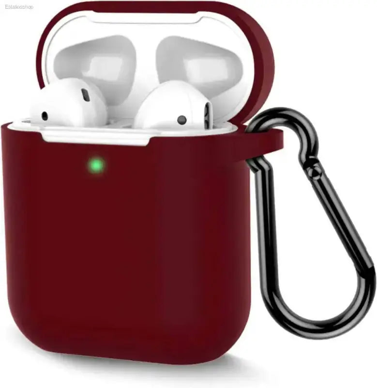 Stylish Grayish Purple Silicone AirPods Case with Keychain - Estalios