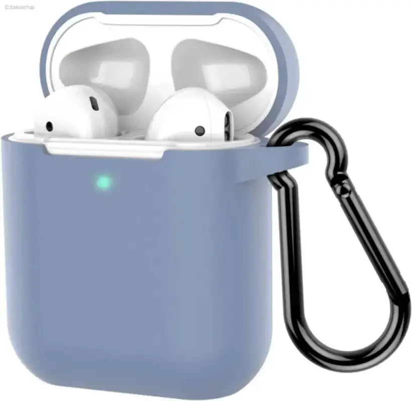 Stylish Grayish Purple Silicone AirPods Case with Keychain - Estalios