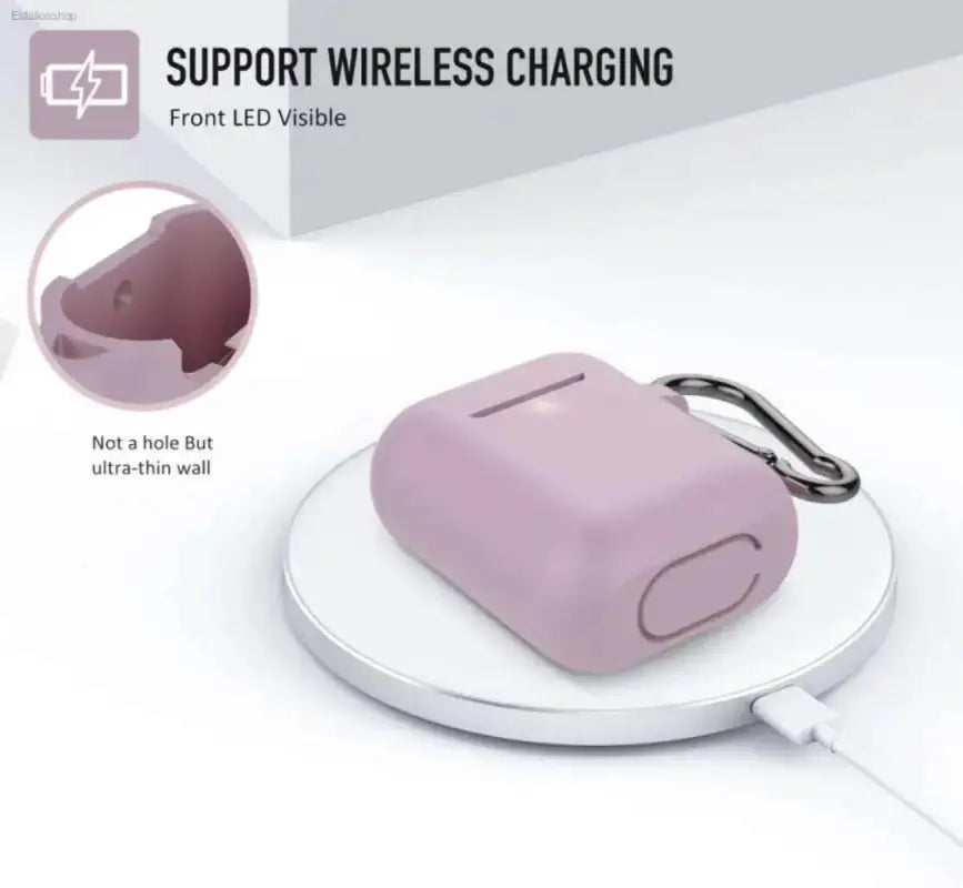 Stylish Grayish Purple Silicone AirPods Case with Keychain - Estalios