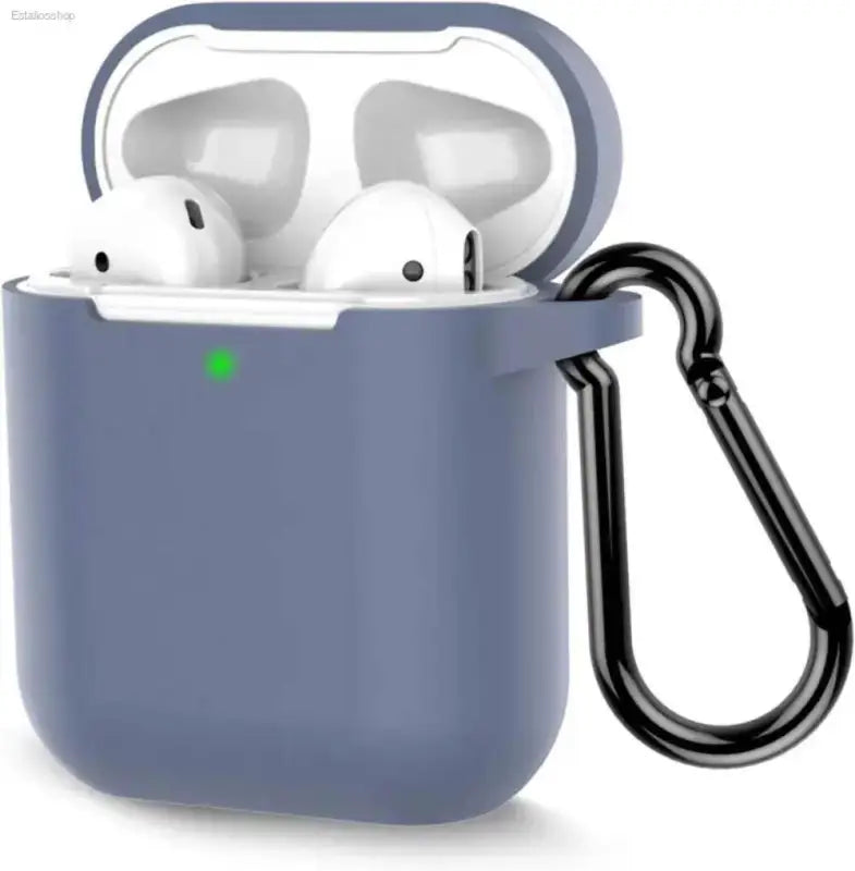 Stylish Grayish Purple Silicone AirPods Case with Keychain - Estalios