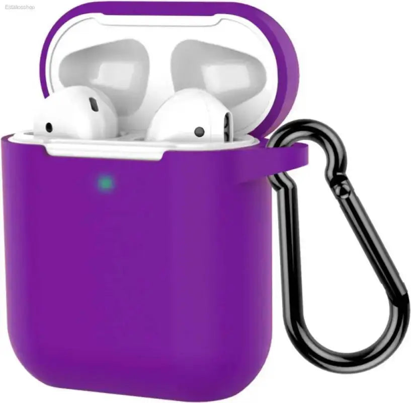 Stylish Grayish Purple Silicone AirPods Case with Keychain - Estalios