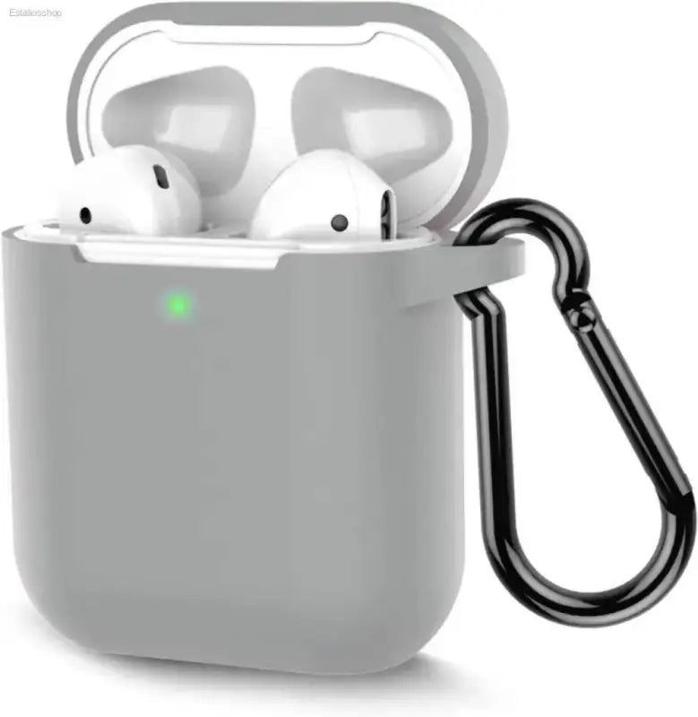 Stylish Grayish Purple Silicone AirPods Case with Keychain - Estalios