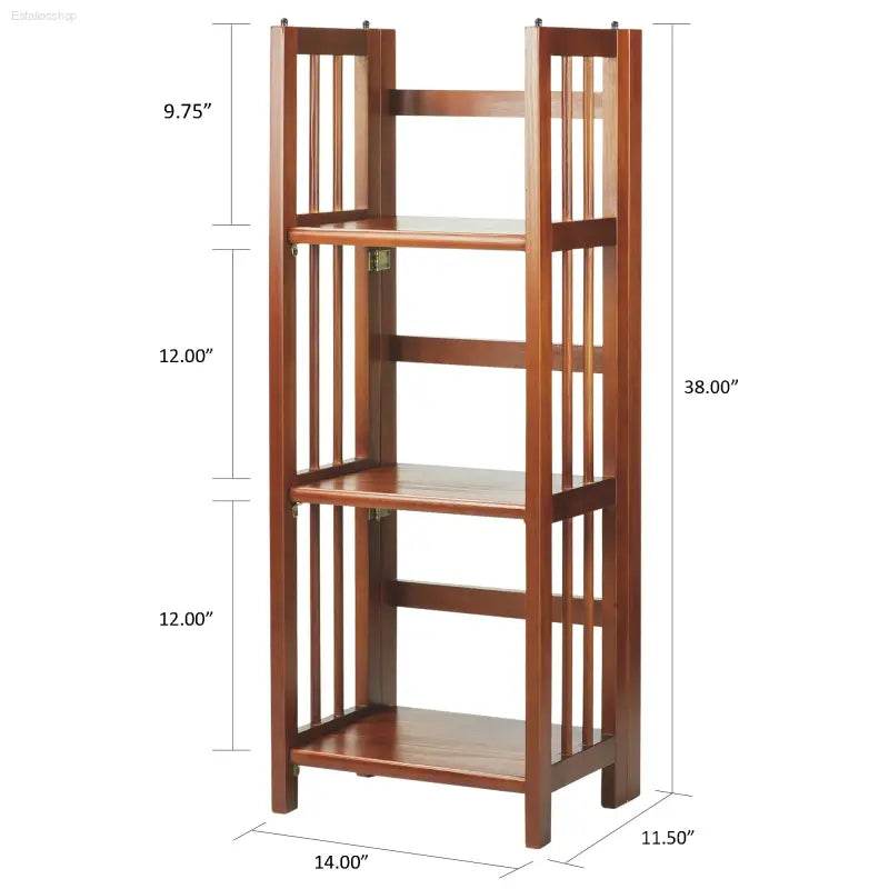 Stylish Mahogany Folding Bookcase - 3 Shelves, Perfect for Home or Office! - Estalios